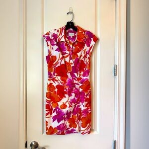 Milly Floral Midi Dress - Pink and Orange